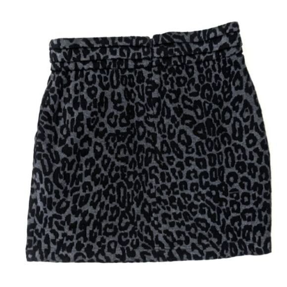 Sea New York Mini Skirt Leopard Print Side Pleated Zip Close Ruched Acrylic 2 - Picture 2 of 8